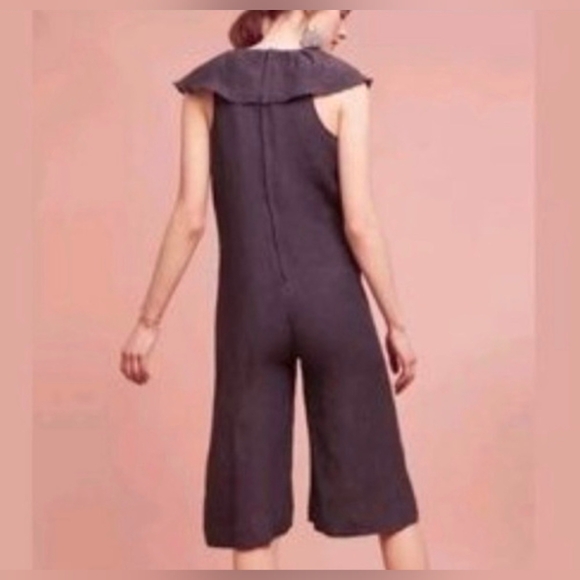 Maria Stanley • Mono Cascada Con Volantes Anthropologie Crop Jumpsuit in Gray - Picture 1 of 6